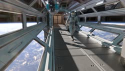 Astronaut on High-Altitude Station